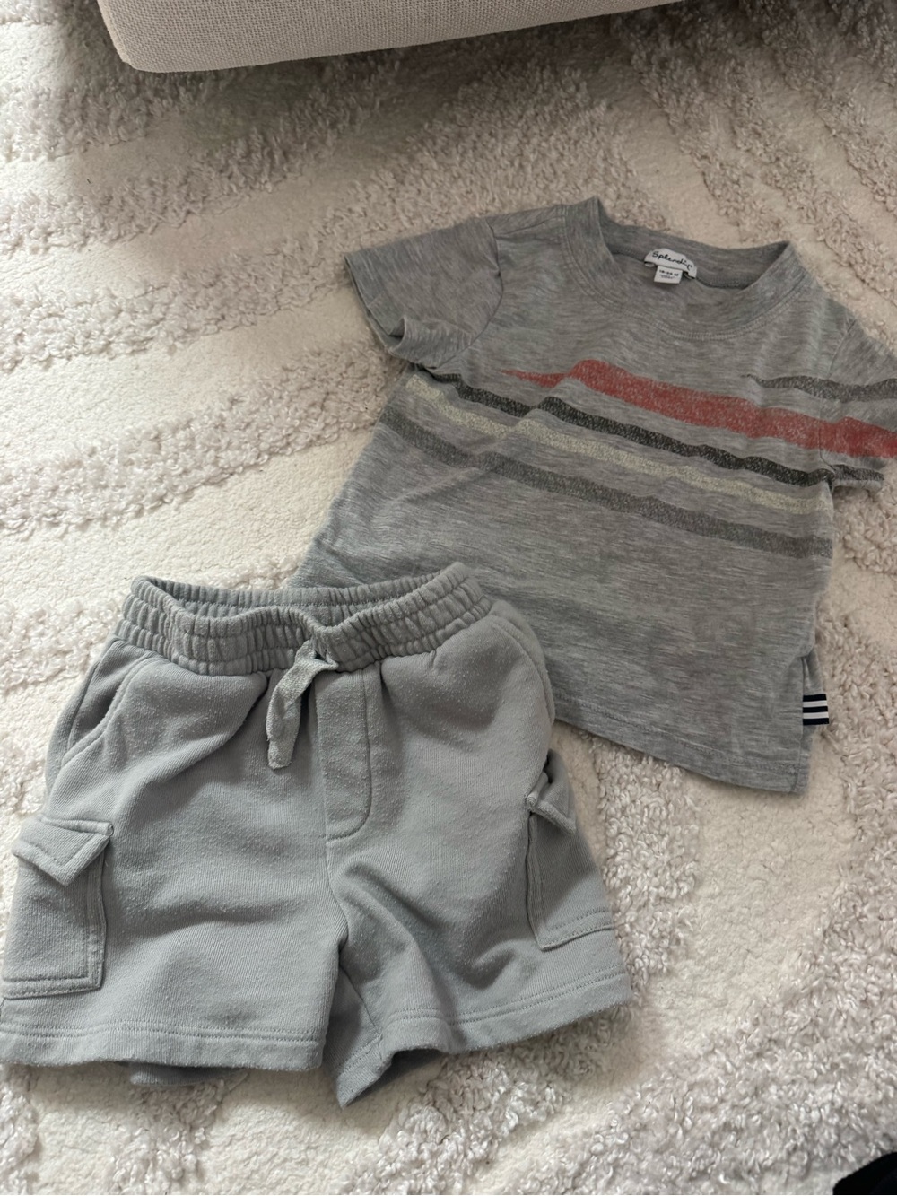 Splendid grey Short Sleeve Tee with Multi-Color Stripes